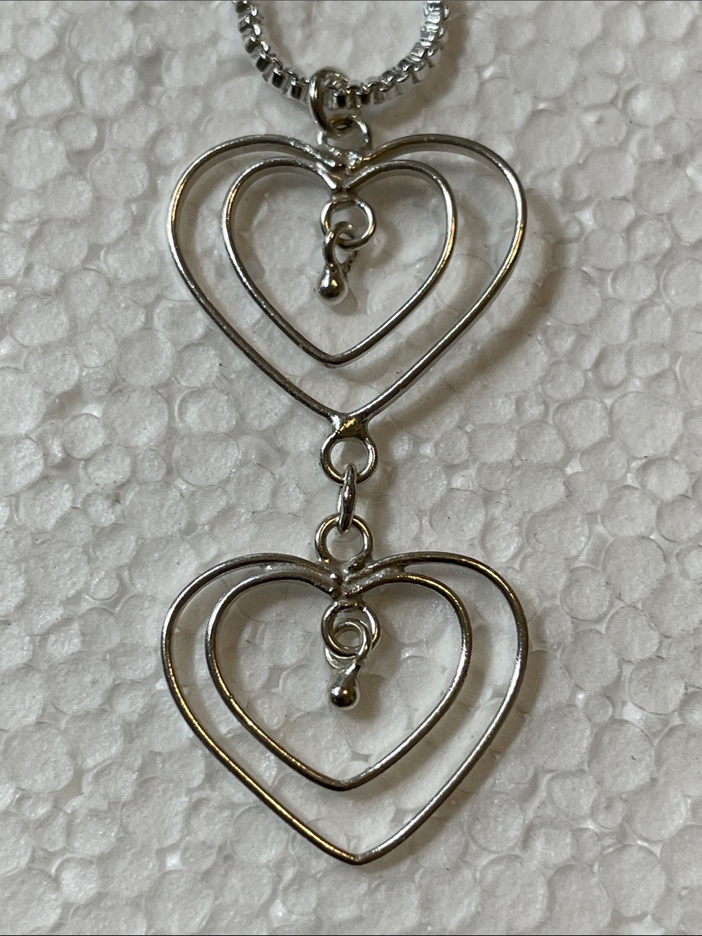 Silver Double Heart Pendant Necklace - Women Jewelry
